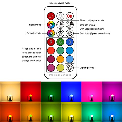 Melpo MEFA08030301 Led Color Changing Light Bulb With Remote Control, 5W 40W Equivalent, 500Lm, 5700K,E26 Dimmable Rgb Light Bulbs thumb #3