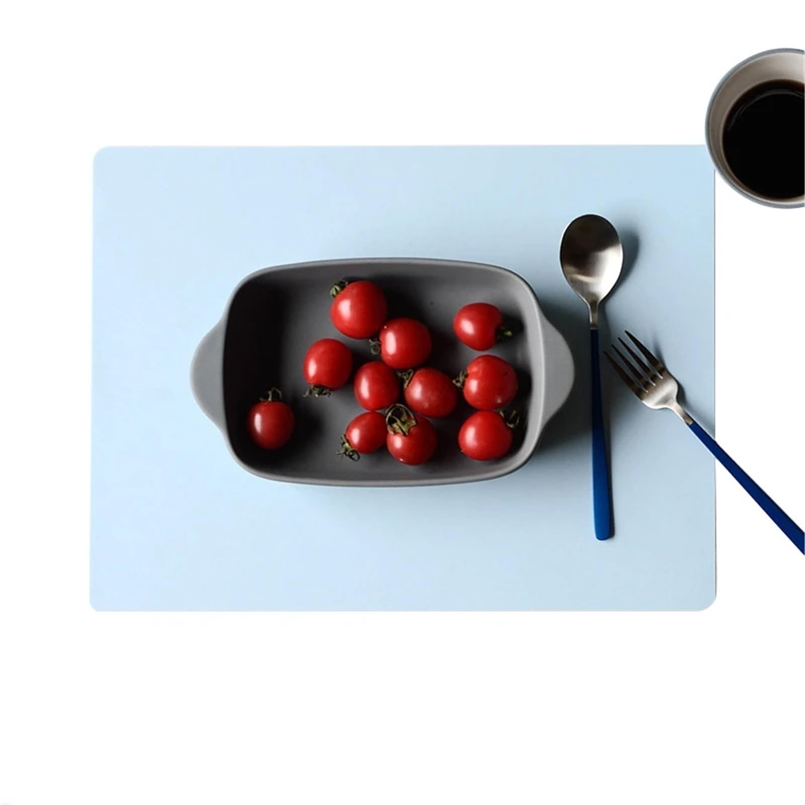 Tovagliette in silicone per uso alimentare, antiscivolo, protezione per piano di lavoro, tavolo, tappetino da cucina, tappetino da forno, lavabile in lavastoviglie (silicone azzurro, 40 x 30 cm, 4