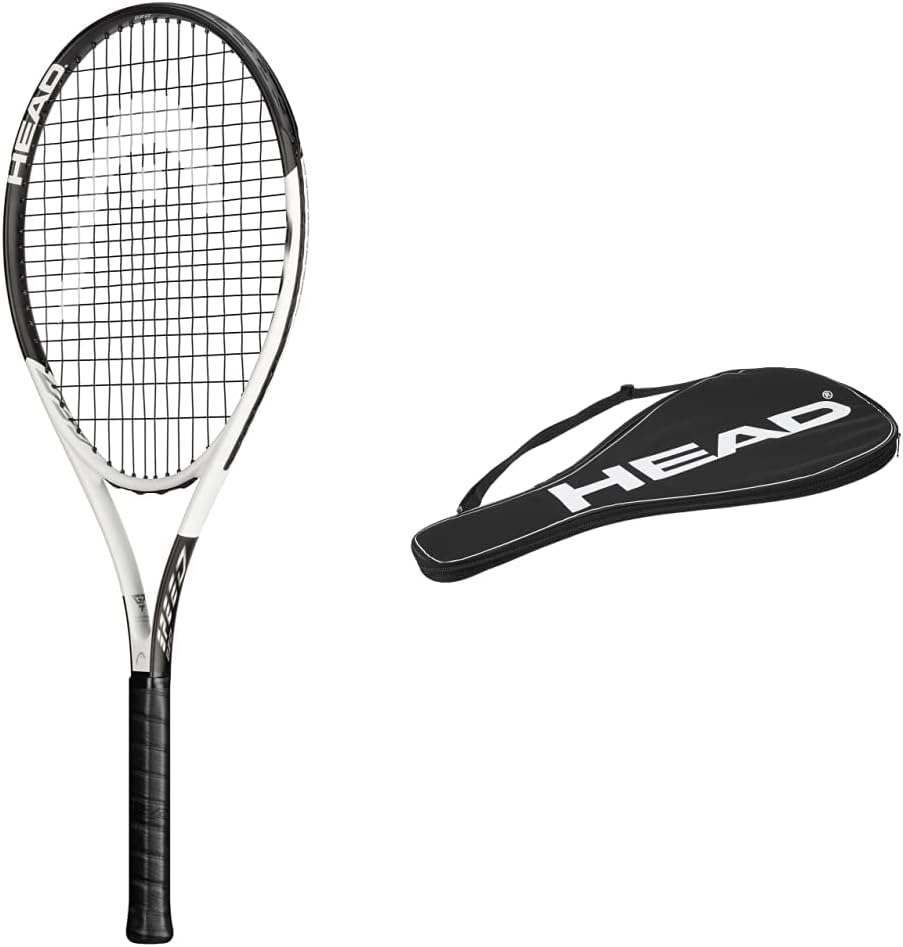 Geo Speed Adult Tennis Racket - Pre-Strung Head Light Balance 27.5 Inch Racquet & Tennis Racquet Cover Bag - Lightweight Padded Racket Carrying Bag w/Adjustable Shoulder Strap