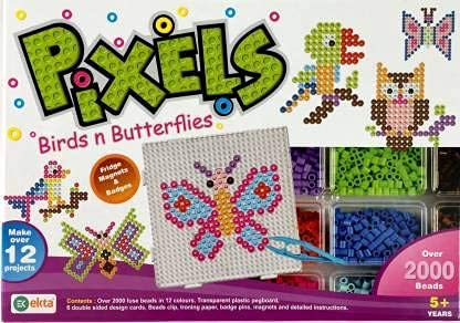Bhavik Pixels | Make Beautiful Birds & Butterflies Over A Pegboard Using Over 2000 Beads Spread Across 12 Different Colors | Material - Plastic Birds N Butterflies (Multicolor) (B09D2Z3G3X) Amazon Price History, Amazon Price Tracker