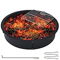 36 inch Fire Pit Ring for Outside, Heavy Duty Metal Steel Round Firepit Rim Insert for DIY Fire Pits, Outdoor Above or In-Ground, Camping Garden Patio Backyard