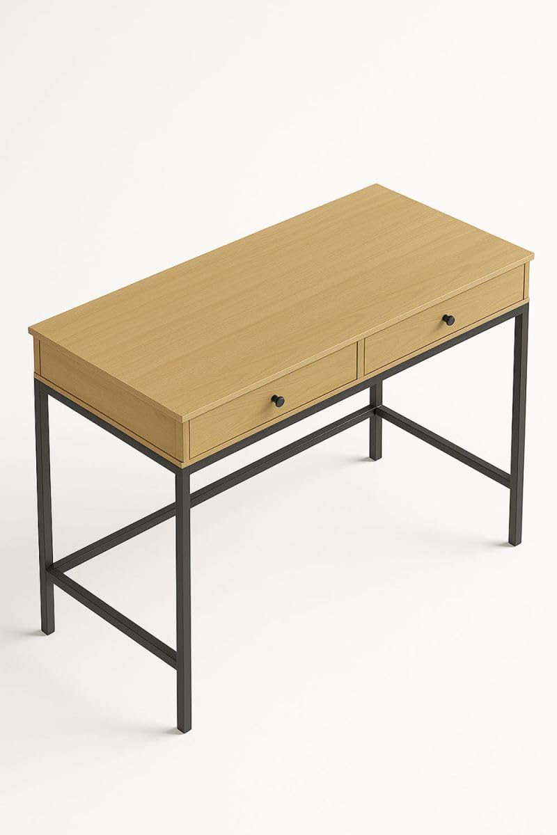 Regalos Miguel - Escritorio Industrial Minimalista - Studim - 110 cm x 48 cm x 76 cm - 2 Cajones - Ergonómico - Estudio, Trabajo, Creación
