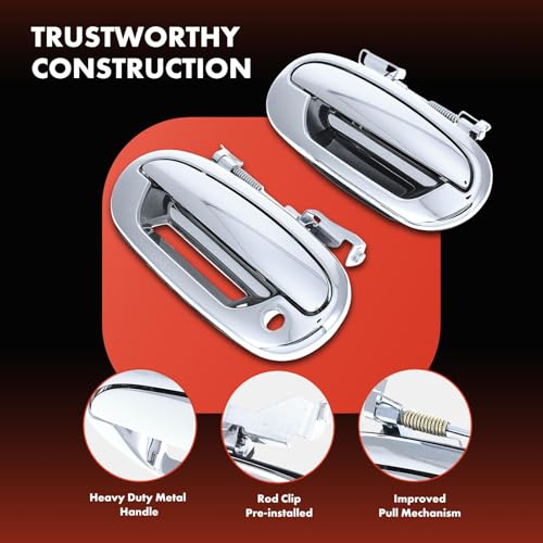 A-Premium Upgraded Metal Exterior Door Handles Compatible with Ford F-150 F150 1997-2003, F-150 Heritage 2004, Chrome, 2-PC Set, Front Driver and Passenger Side by A-Premium - Used condition - Image 4