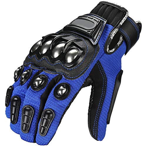 JIEKAI Outdoor Glove Steel Knuckle Motorcycle Motorbike Powersports Racing Textile Safety Gloves (L, Blue)