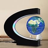 Floating Globe with Colored LED Lights C Shape Anti Gravity Magnetic Levitation Rotating World Map...