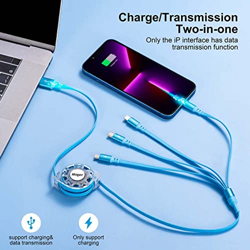Multi Charging Cable 4A 2Pack 4Ft Retractable Fast Charger Cable 4 In 1 Multi Charging Cord Usb Cable With Lightning/Type C/Micro Usb Ports For Cell Phones,Iphone,Ipad,Samsung Galaxy,Tablets And More #TOP3