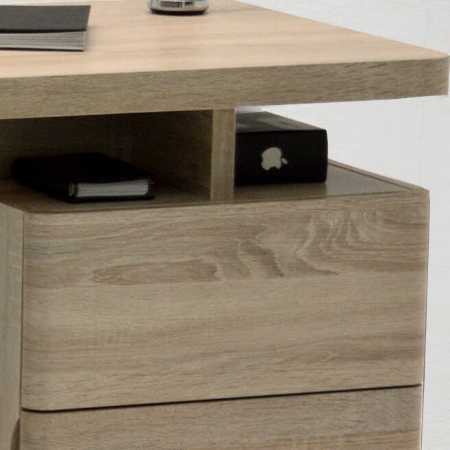 Image of Lakdi The Furniture Co Home and Office Table Made in Particle Board with 3 Drawers, Writing Desk, Satudent Table & Durable & Slylish Unique Design for Office Desk - (121534187 Brown)
