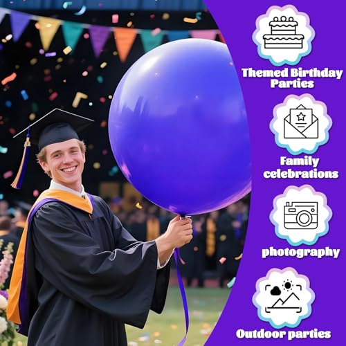Image of Purple Big Balloons 32pcs, 18 Inch Large Latex Giant Heavy Duty Balloons for Birthday Wedding Baby Shower Decorations