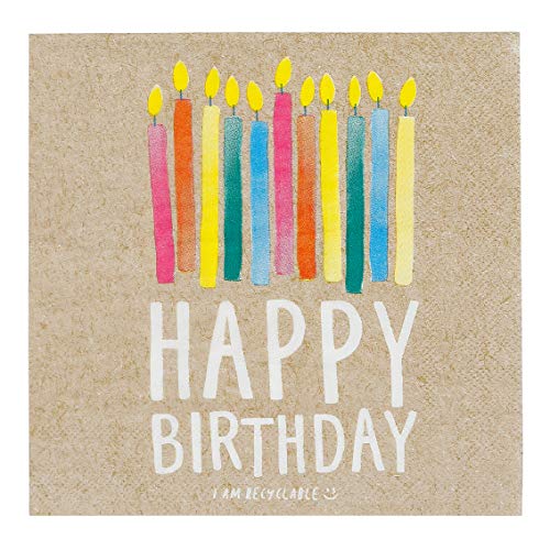 Kraft Talking Tables Birthday Party Paper Napkins ZERO PLASTIC ,33CM 20PK