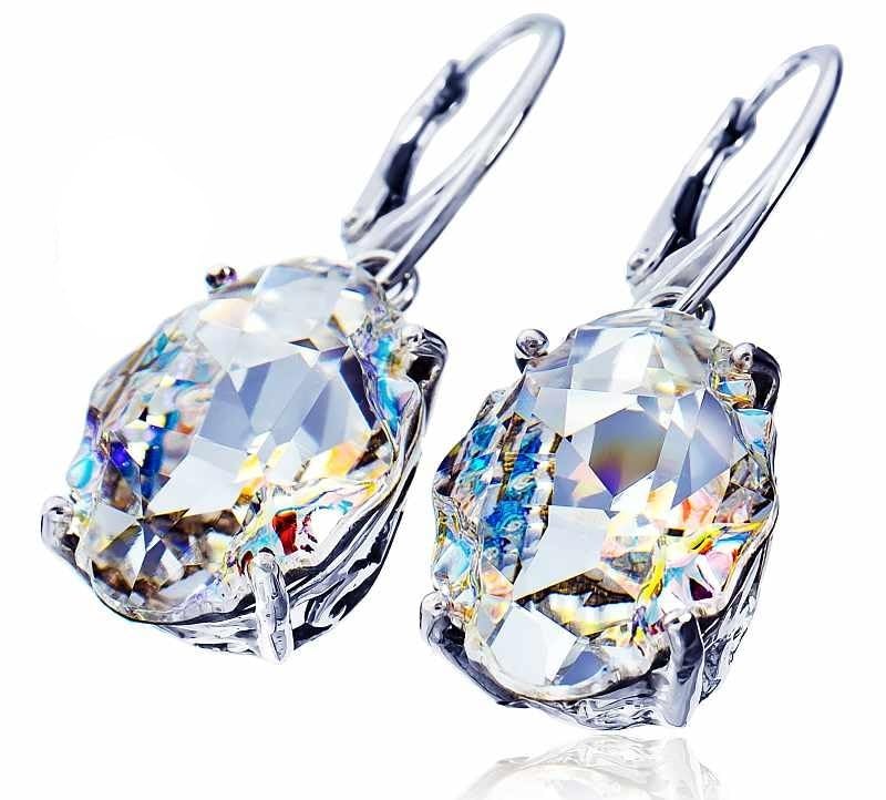 Boucles d'oreilles argent 925 Cristaux Aurora d'origine Arande
