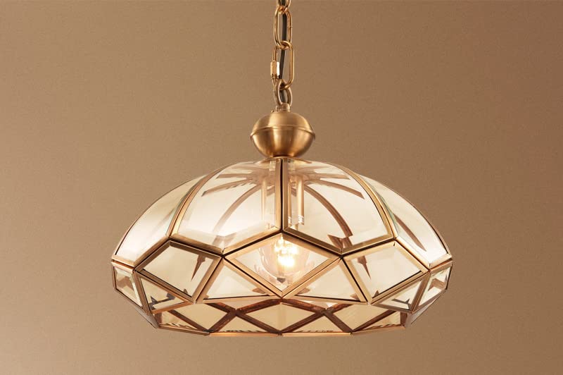 Image of CITRA 1-Light Brass Vintage Gold Glass Pendant Ceiling Light - Warm White