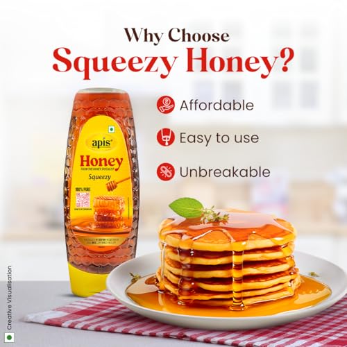 Image of Apis Honey 400g Pure & Natural | No Added Sugar | Easy Squeezy Bottle | Immunity Booster | Natural Sweetener (Pack of 3)