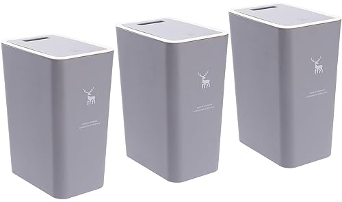 Sooyee Paquete de 3 basureros de baño con tapa de 14 litros3.7 galones con tapa desplegable, cesta de basura para baño, tocador, dormitorio, cocina,