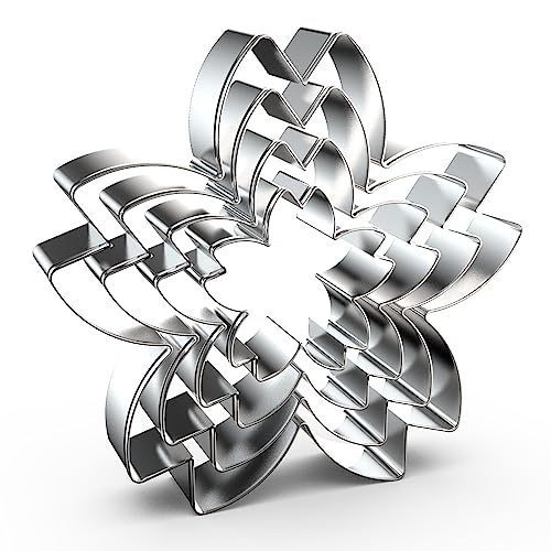 Qaaqs Cherry Blossom Flower Cookie Cutter Set - 4 Piece Sakura Cookie Cutters - Stainless Steel