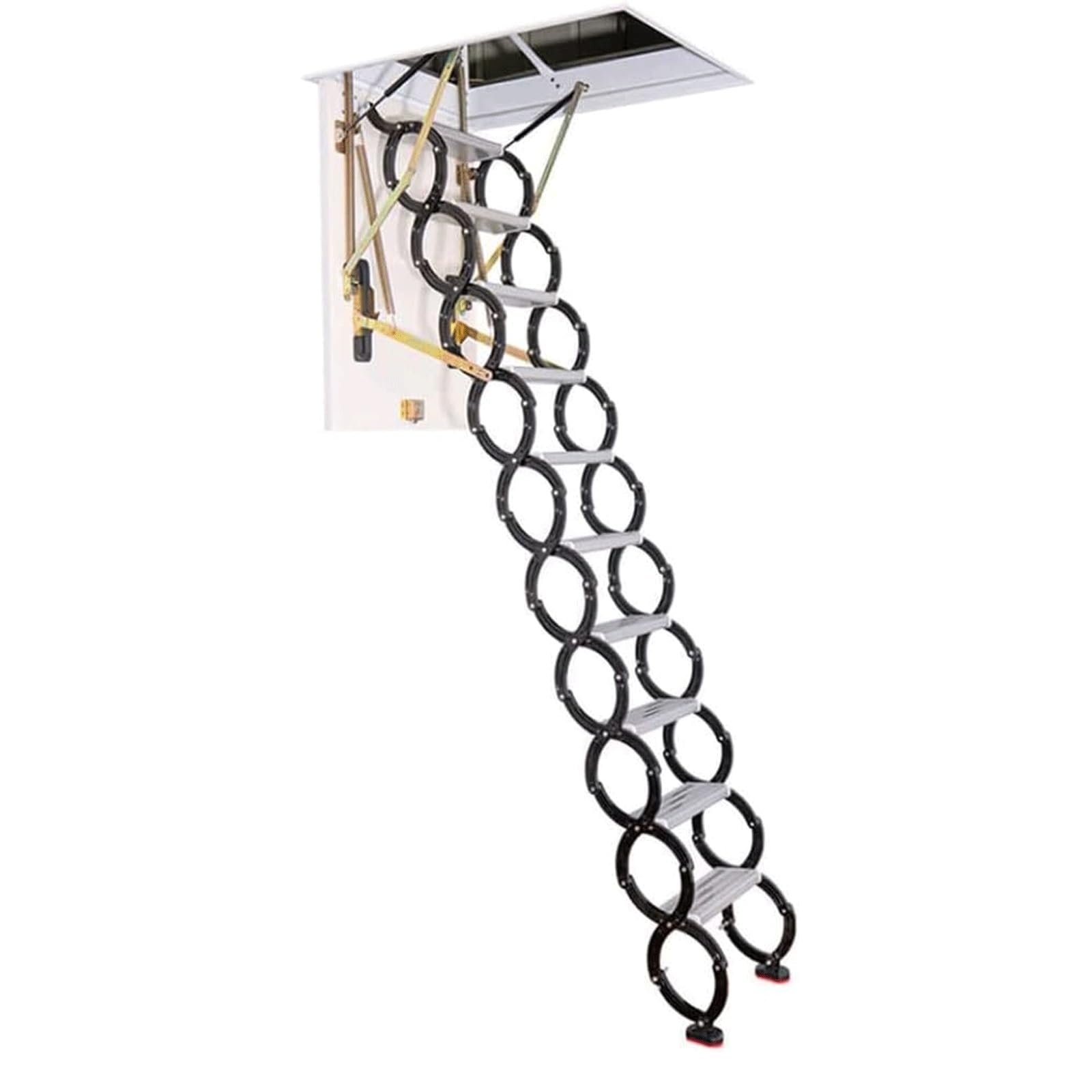 MUYRJLZX Attic Stair Loft Ladder Manual Attic Ceiling Ladder Ceiling Stairs Pull Down Extension Attic Ladder Titanium-Magnesium Folding Stairs(70 * 100cm)
