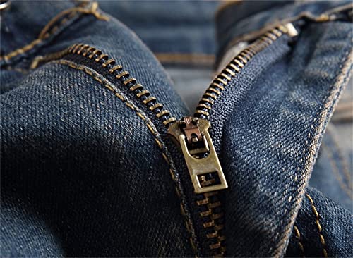 Men's Distressed Washed Stretch Jeans Ripped Slim Fit Biker Denim Pants Vintage Moto Straight Leg Comfy Jean4
