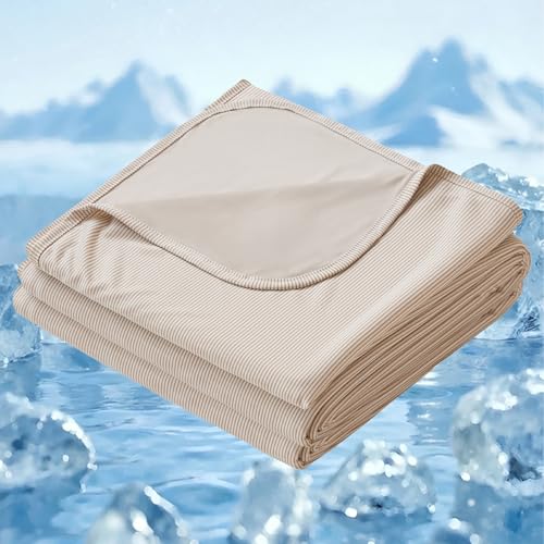 Image of COOVA Cooling Blanket for Hot Sleepers,Lightweight Summer Cold Thin Blanket for Night Sweats and Hot Flashes,Breathable Soft Blanket for Bed Couch Sofa,(Beige,90x108 inches)
