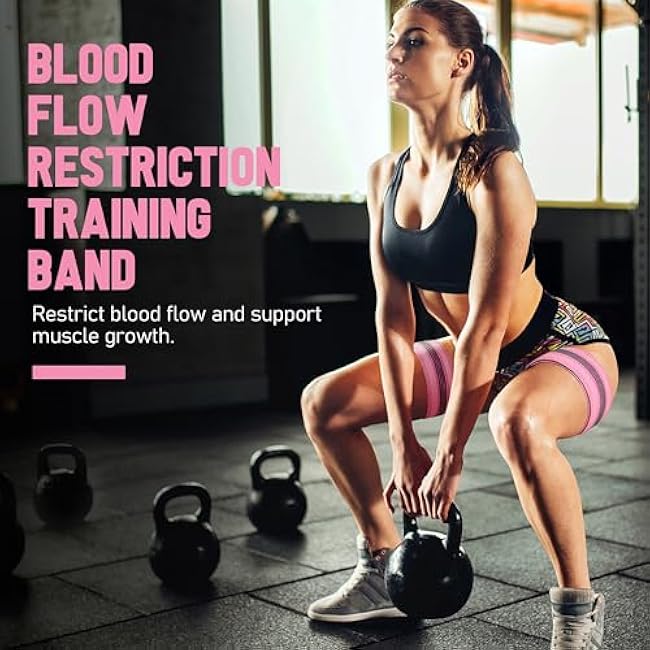 Booty Bands for Women Glutes - BFR Blood Flow Restriction Bands with Weekly Plan for Legs, Butt & Hip Building, Occlusion Bands for Workouts, Fabric Bands for Squat Butt & Thigh