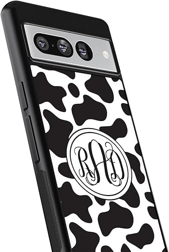 Miniatura 2 de Cow Texture Farm Animal Monogram Black Rubber Phone Case Compatible With Google Pixel 10, 10 Pro, 10 Pro XL, 9a, 9 Pro, Pixel 9, Pixel 9 Pro XL, 8a,