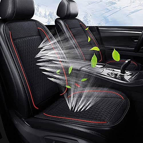 Image of AZOD Polyester Cooling Car Seat Cushion, Ventilated Pad With Built-In Fans, Large Air Volume, Comfortable Breathable, For Cars Trucks, Keep Cool Comfort, Black