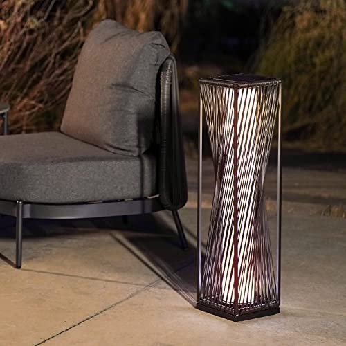 Solar Yard 2 Piece Outdoor Solar Floor Lamp Resin Wicker Solar Light Outdoor Waterproof for Yard, Garden, Pathway, Deck, Dazzle Dance (Brown 2 Piece)
