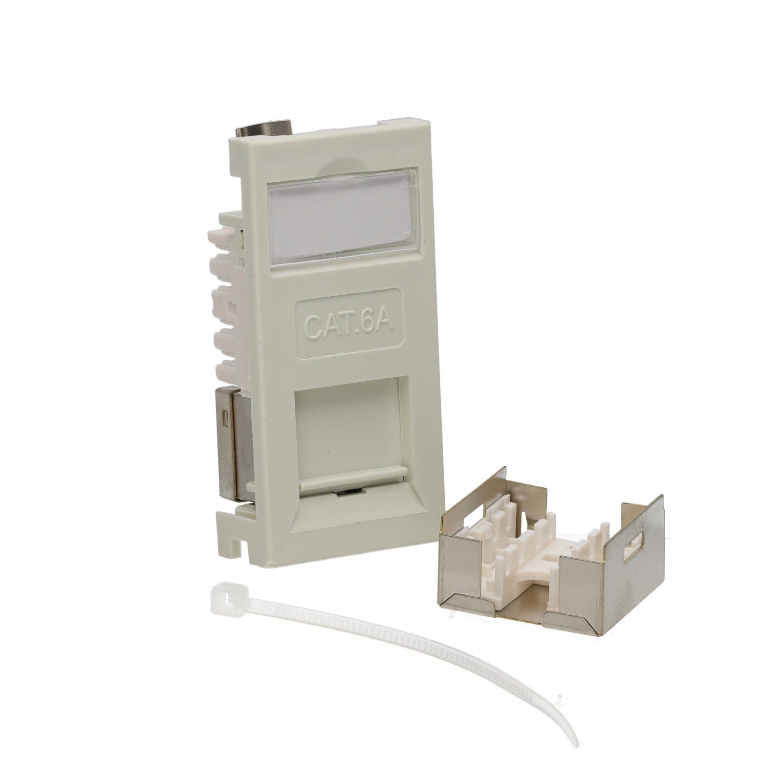 kenable CAT6A RJ45 Shielded Keystone Module Euro Faceplate with Name Plate Tool-Less IDC Terminal White Wall Socket