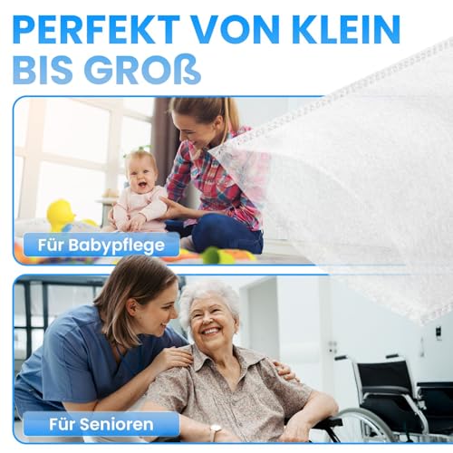 Premium Einmalwaschhandschuhe 100 Stück – ultra soft Molton Waschhandschuhe weiß – Einmalwaschlappen Erwachsene & Baby – waschhandschuh Baumwolle – hygienische Waschlappen für Pflege & Senioren