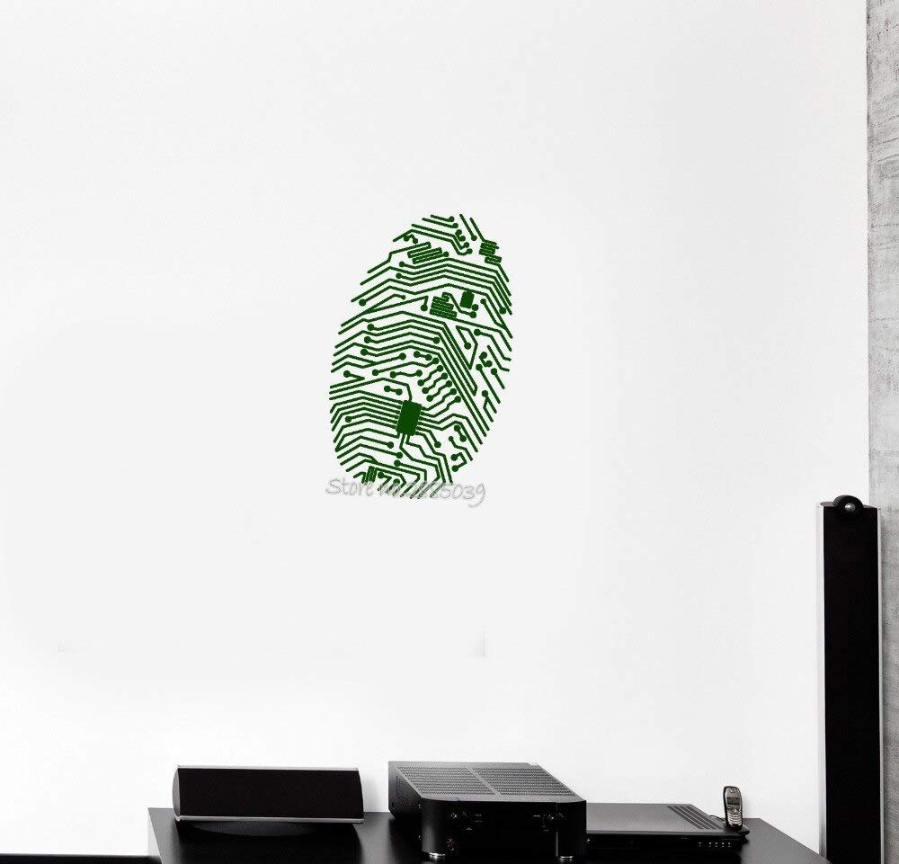 Gadgets Wrap Fingerprint Chip Computer Vinyl Wall Decal Geek Security IT Wall Sticker, AG20-DRP-547