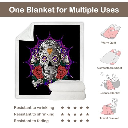 Sleepwish STR0113190016 Lotus Skull Fleece Throw Blanket thumb #4