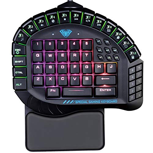 MY-COSE Left Handed Gaming Keyboard,Single Hand RGB Backlit Mechanical Keyboard,Color Switch Gamer One Hand Split Mini Gaming Keyboards