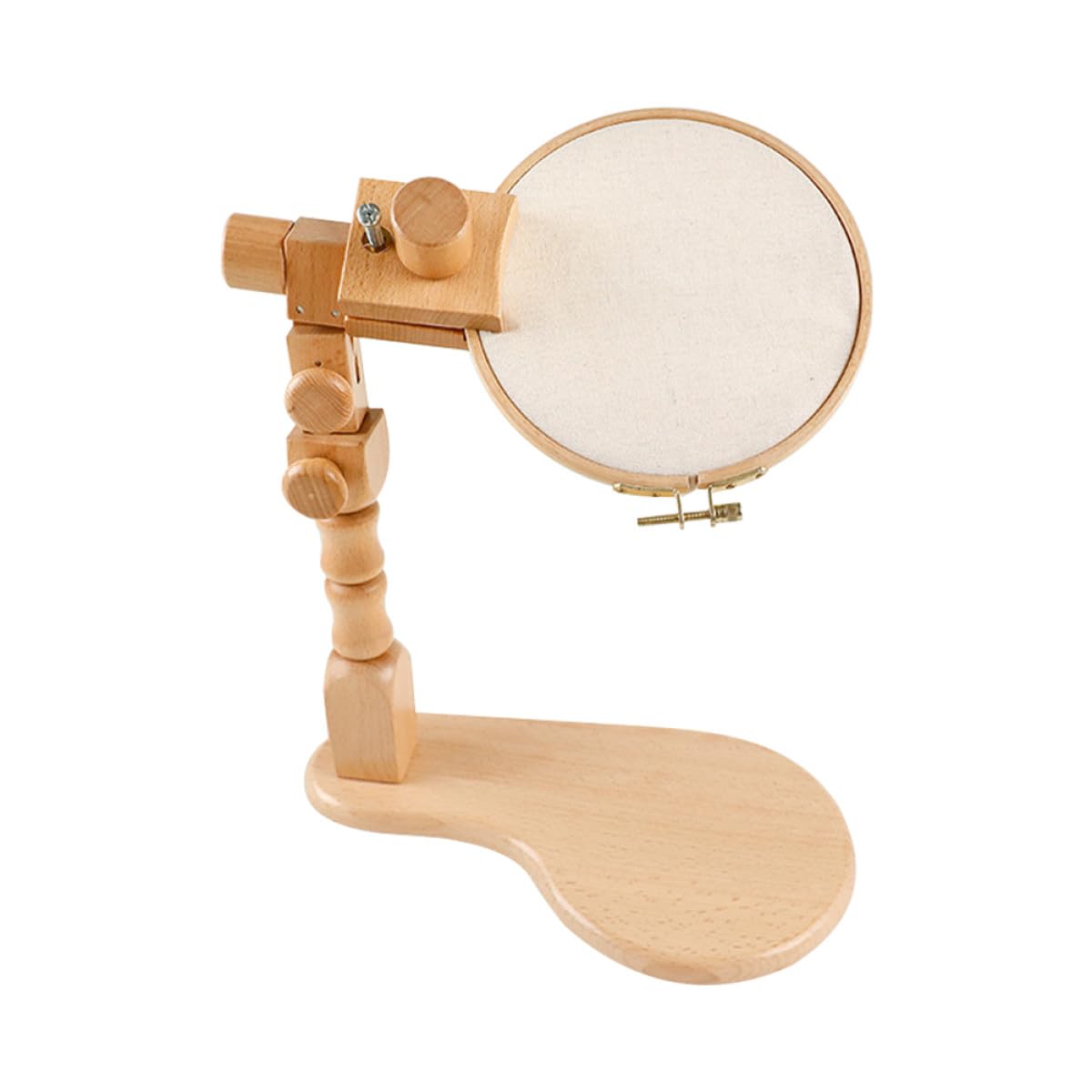HOMOBABE Soporte de Bordado de Madera de Haya Ajustable y Giratorio, Soporte de Escritorio para Punto de Cruz, Kit de Bordado Aro de 20 Cm, Herramienta Práctica para Manualidades y Costura