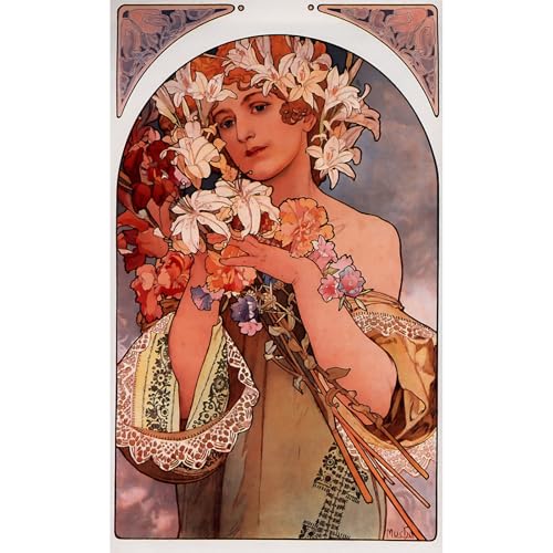 Toile Alphonse Mucha Fleurs 101x127cm Articulozy décoration