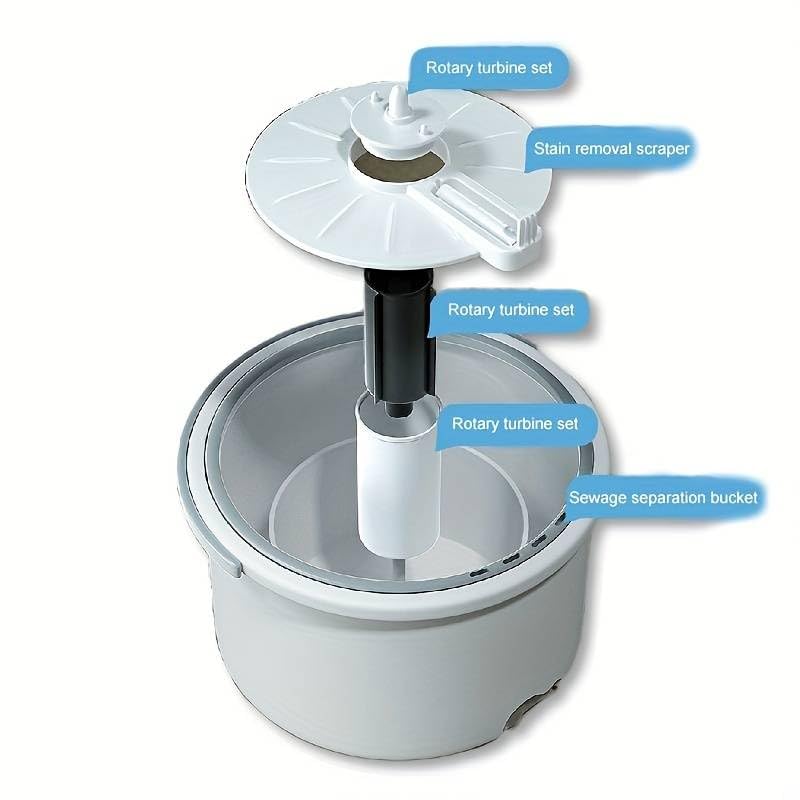 Image of Spin Mop and Bucket Set with Self Separates Dirty and Clean Water Spinning Mop and Bucket for Floor Cleaning, Wet and Dry in One Microfiber Spin Mop System with 2 Pads