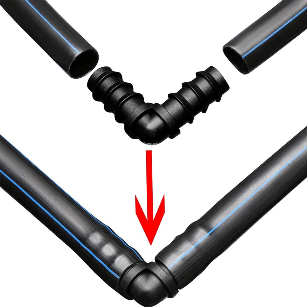 Suinga Codo Riego por Goteo 16 mm | Pack 2000 Conector en L para Tuberia de Polietileno | Enlace Acodado de Goteo Rapido para Manguera y Huerto | Accesorio Profesional Color Negro