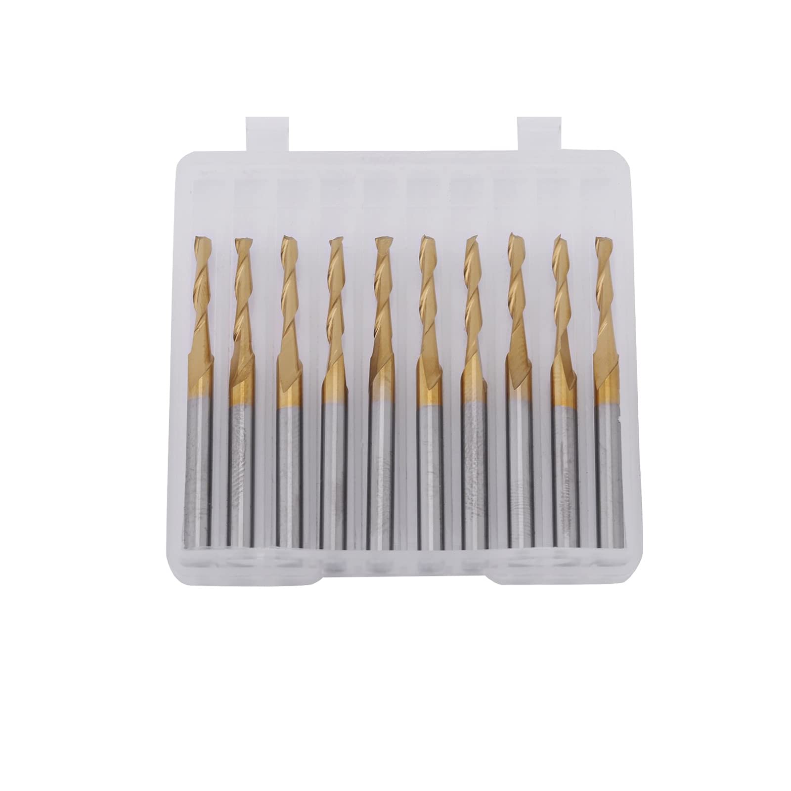Akozon 10pc Molinos de extremo, Fresas de carburo de tungsteno para PCB CNC, Rotativas 2 mm diámetro, Conjunto de fresas, Fresa de punta de carburo cementado