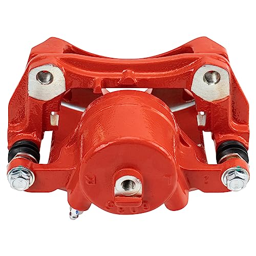 Image of TRQ Front Right Brake Caliper w /Bracket Performance Red Passenger Side