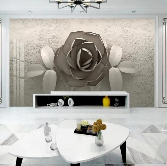Papier peint photo 3D pour masquer un mur abîmé de salon 250x175cm