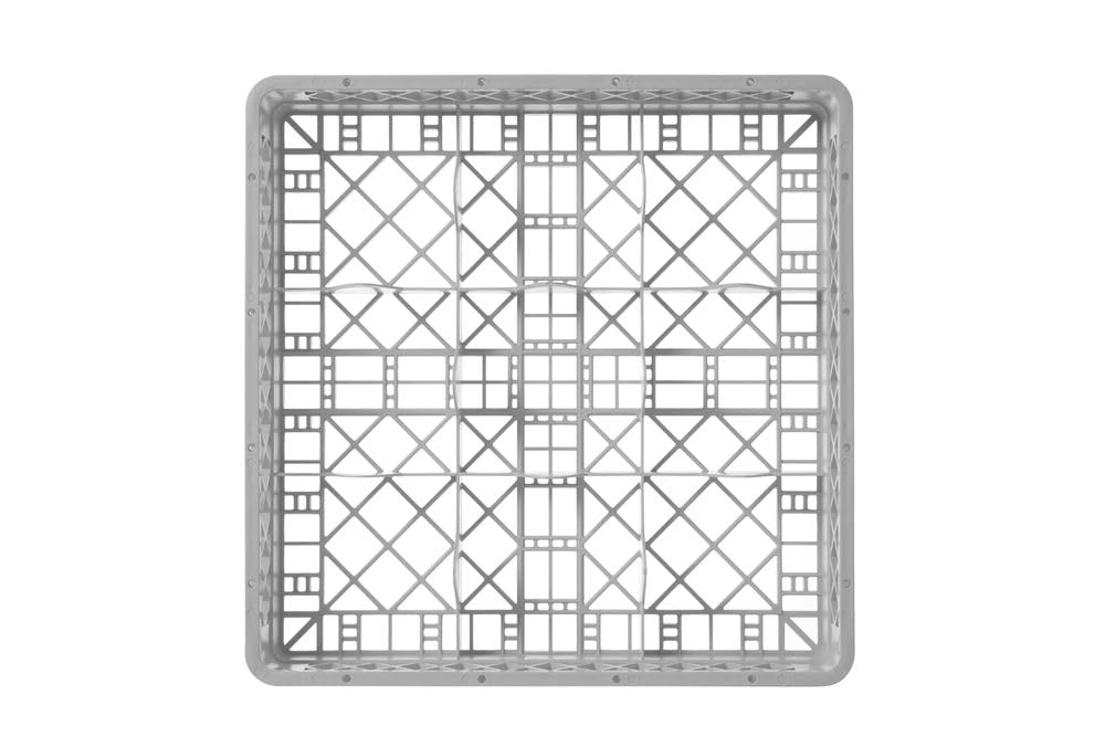 HENDI Spülkorb, Spülmaschinenkorb, Gläserkorb, für Gläser und Tassen, 9 Fächer, Polypropylen, 500x500x(H)104mm, grau