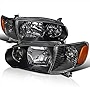 Spec-D Tuning Black Housing Clear Lens Headlights + Corner Lights Compatible with Toyota Corolla 2001-2002 L+R Pair Head Light Lamp Assembly