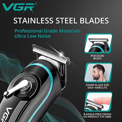 VGR Beard Trimmer - Cordless Hair Clippers for Men Haircut with Taper Lever - Rechargeable 120 min - T Blade Electric Detailer for Sideburns, Moustache, Bald Head