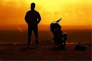 Yingxin34 1000 Piece Jigsaw Puzzle - 1000 Piece Puzzle - Big Puzzle - Puzzle for Adult and Kid - 1000 Piece - Man with Motorcycle - 1000 Piece Puzzle-70x50cm