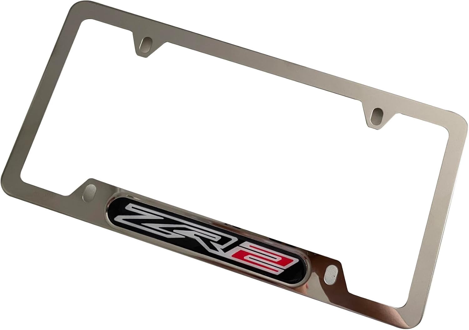 ZR2 License Plate Frame Cover Holder, Sliver for Colorado Silverado, Truck Car Accessories 2PCS