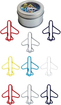 50 Pieces Airplane Paper Clips 6 Colors Airplane Bookmark Metal Paper Clips Musical Notes Clips for Office School Stationery Supplies,30mm