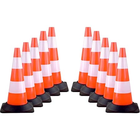 OLLI Leitkegel Set – 10x 50 Cm Rot/weiß, Reflektierend, Mit 10 M Kette, Für Baustellen & Parkplätze