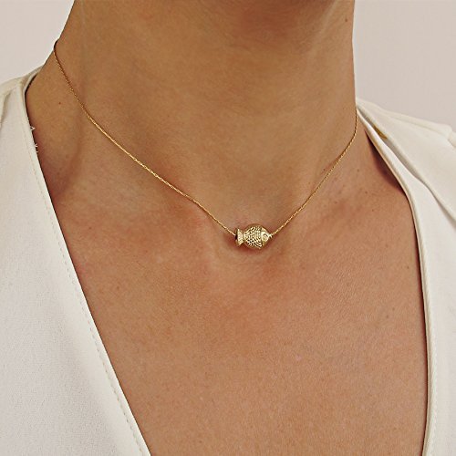 14K Gold Filled Fish Pendant Choker 