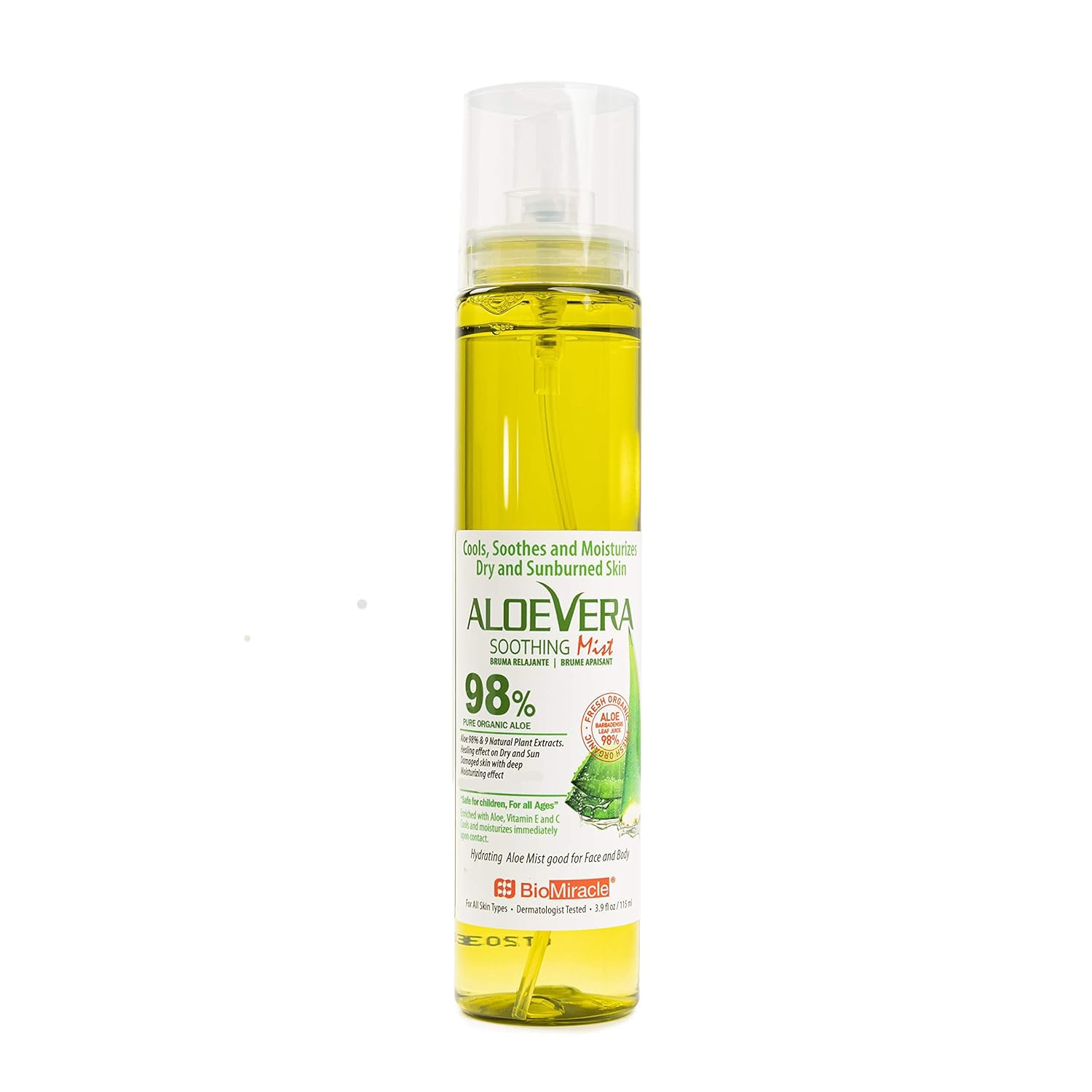 Aloe Vera Soothing Mist with 9 Natural Plant Extracts for Deep Hyration - 1 Spray Bottle, 3.9 FL Oz