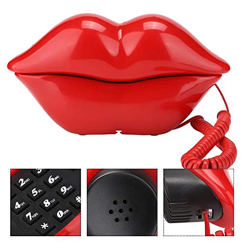 Teléfono de escritorio con cable forma labios rojo miniatura 7