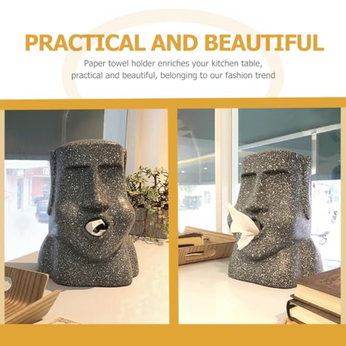 Boîte à mouchoirs Moai en résine stable et créative KICHOUSE - 5