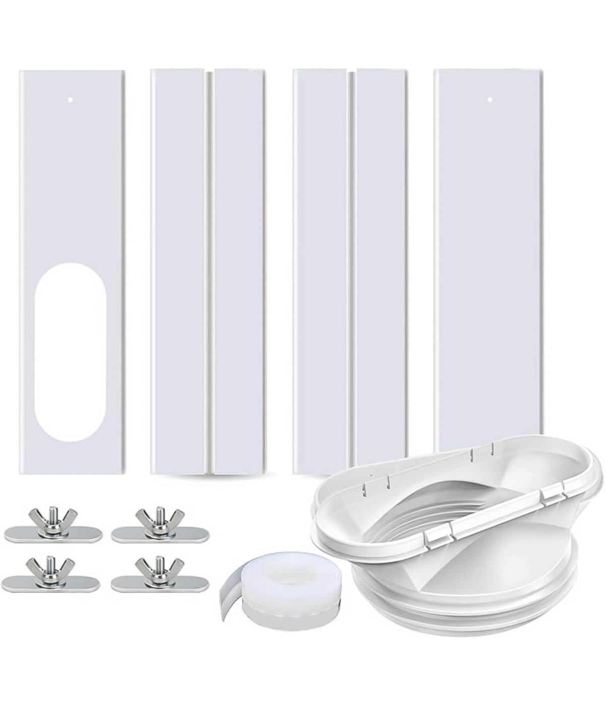 Klimaanlagen-Fenster-Set, Fensterdichtungsset für mobile Klimaanlagen, Klimaanlage Baffle Kit, verstellbares, für Schiebefenster, Weiß, 1 Stück