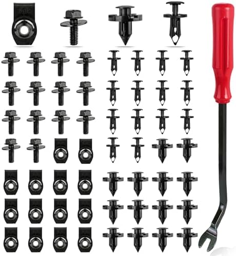 UNIGT 60PCS Engine Under Cover Splash Shield Guard Body Bolts Compatible with Nissan/Infiniti 370Z 350Z G35 G37 FX35 FX45 EX35 Bumper Fender Liner Push Retainer Fastener Rivet Clips with Tool